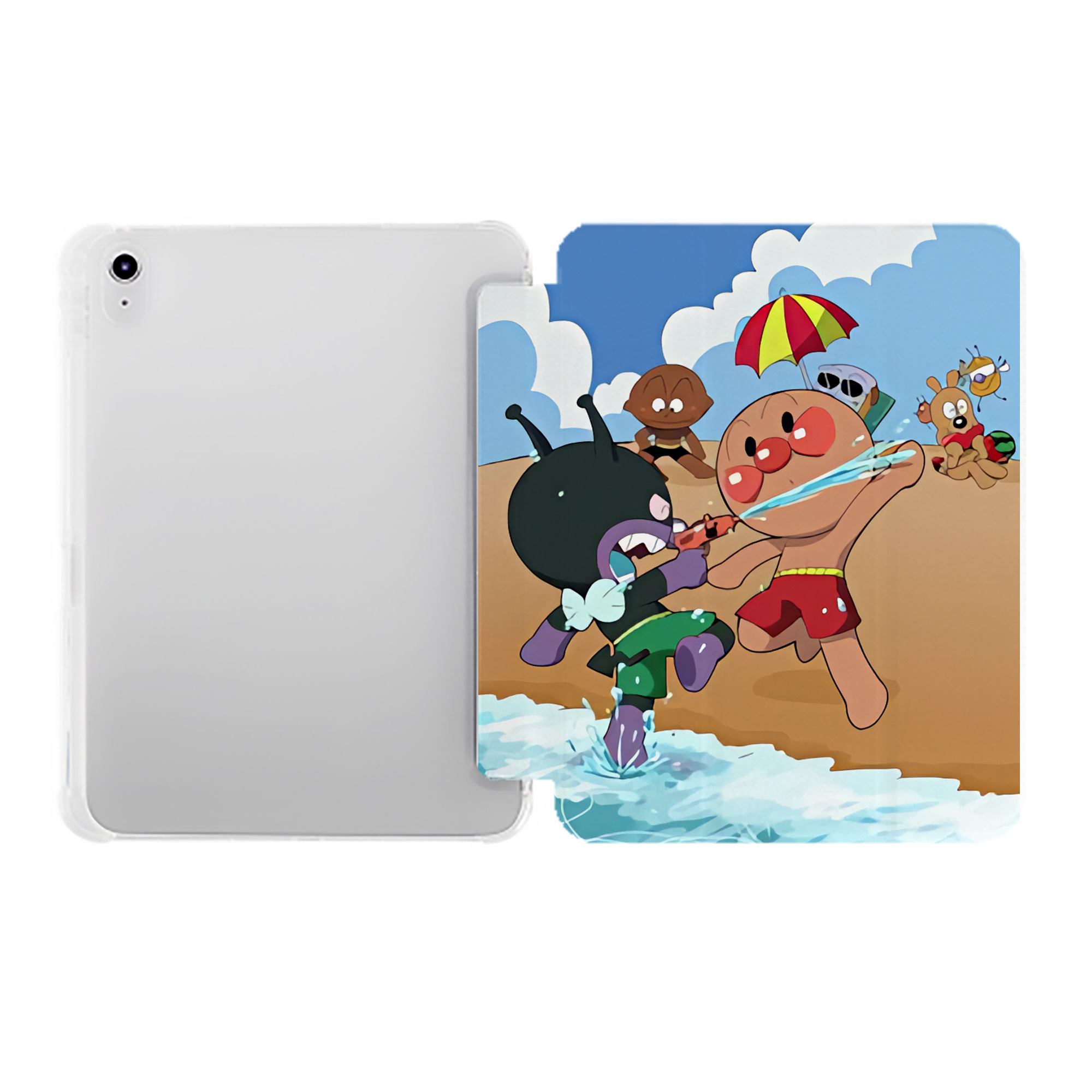 （画像用） アンパンマン Anpanman IPad ケース ペン収納付き 三つ折りスタンド PUレザー×シリコン 対応機種9.5/10.5/10.9インチ